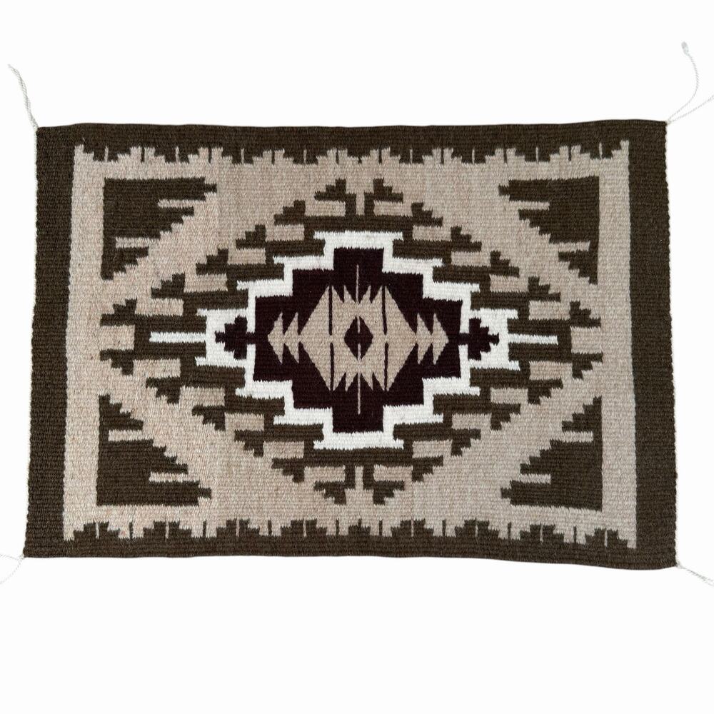 Vintage Navajo Weaving Two Grey Hills Small Rug/Mat